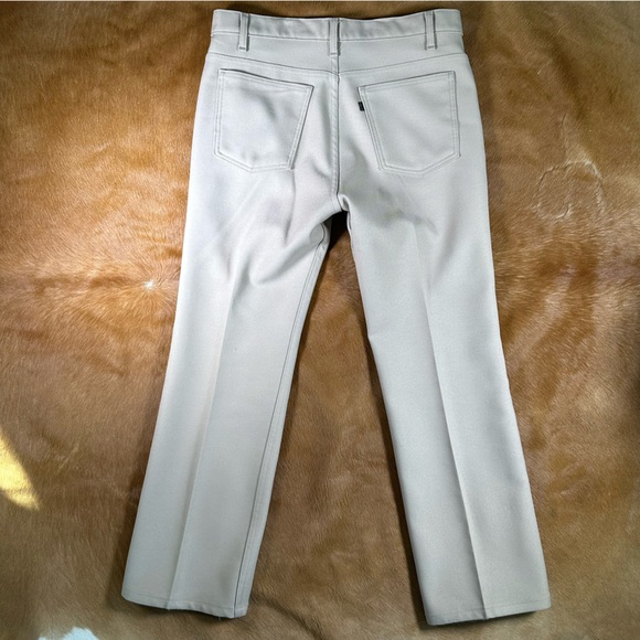 Vintage Levi’s Made in the USA Polyester Tan Boot Cut Pants - Picture 6 of 8